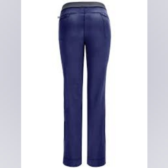 CHEROKEE INFINITY Scrub Pants, Navy With Grey Waistband, Size Large Petite - Picture 2 of 8